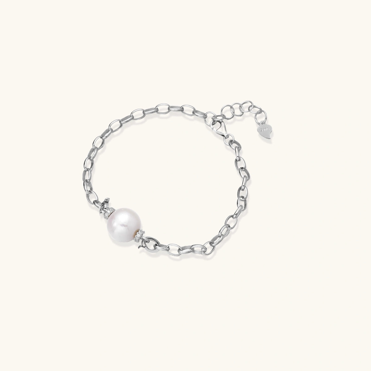 Luna Pearl Armband – einzelne Süßwasserperle mit Herz-Verschluss, 925 Silber | Orolina