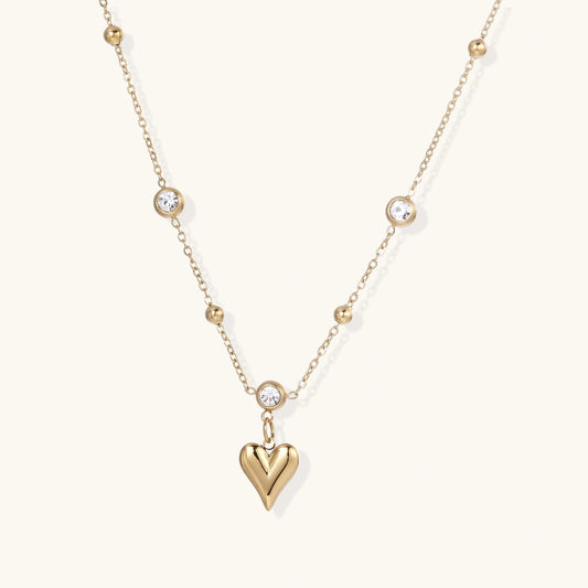 Crystal Heart Kette – Zarter Herzanhänger & Kristalle, 14K Gold | Orolina