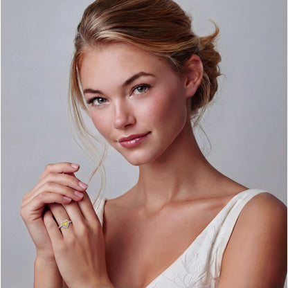 Golden Heart Halo Ring – 0,5ct Moissanit VVS1 im Halo-Setting, 925 Silber | Orolina