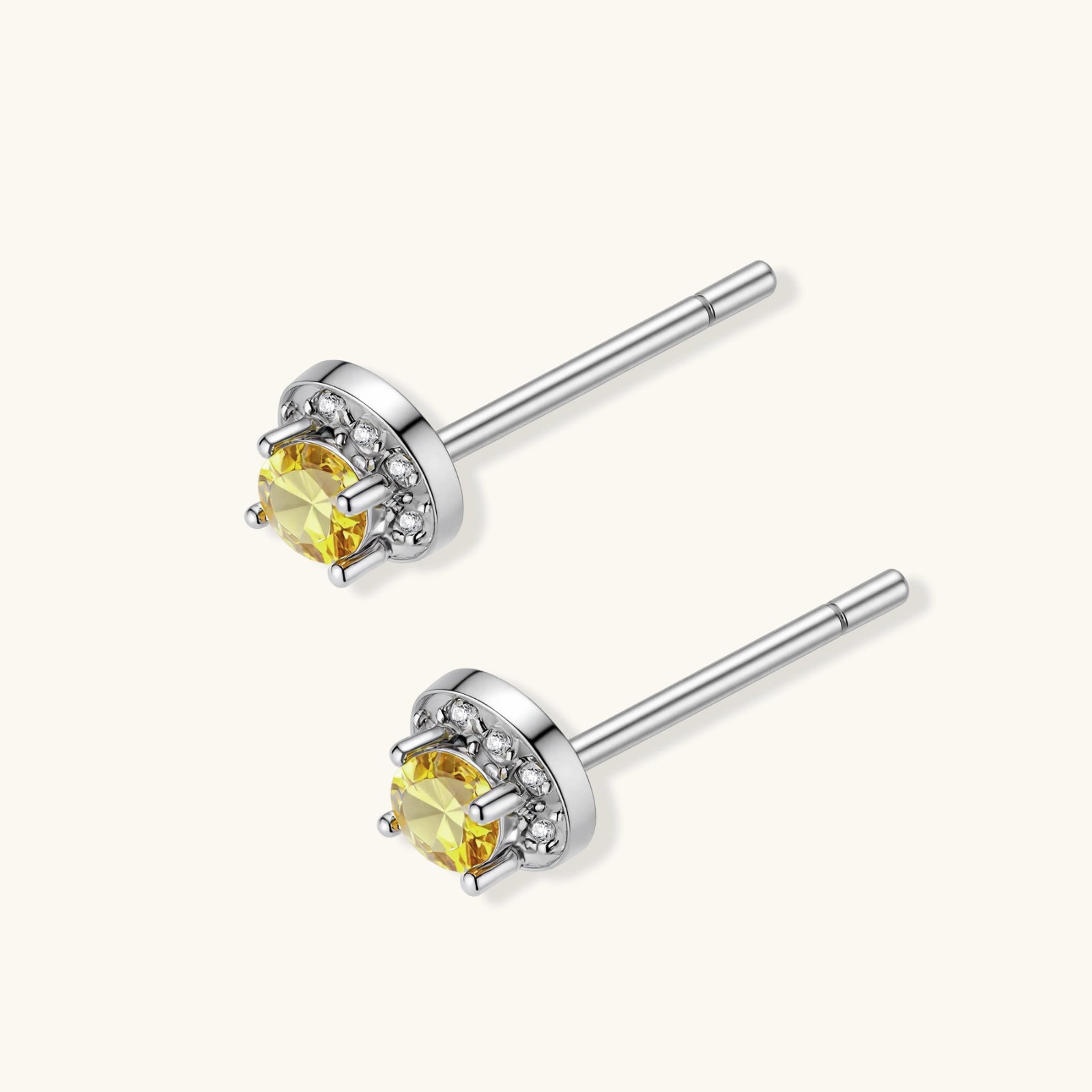 Sunburst Halo Ohrstecker Seitenansicht – Halo-Design, 925 Silber | Orolina