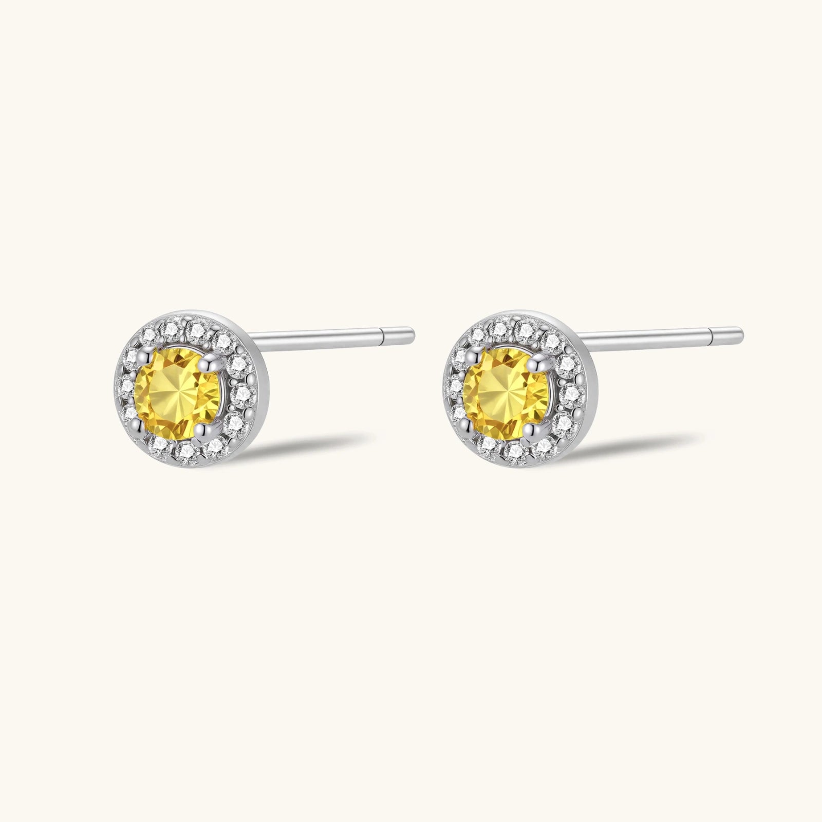 Gelber Moissanit Halo Ohrstecker – feine Fine-Jewelry-Ohrringe in 925 Silber | Orolina