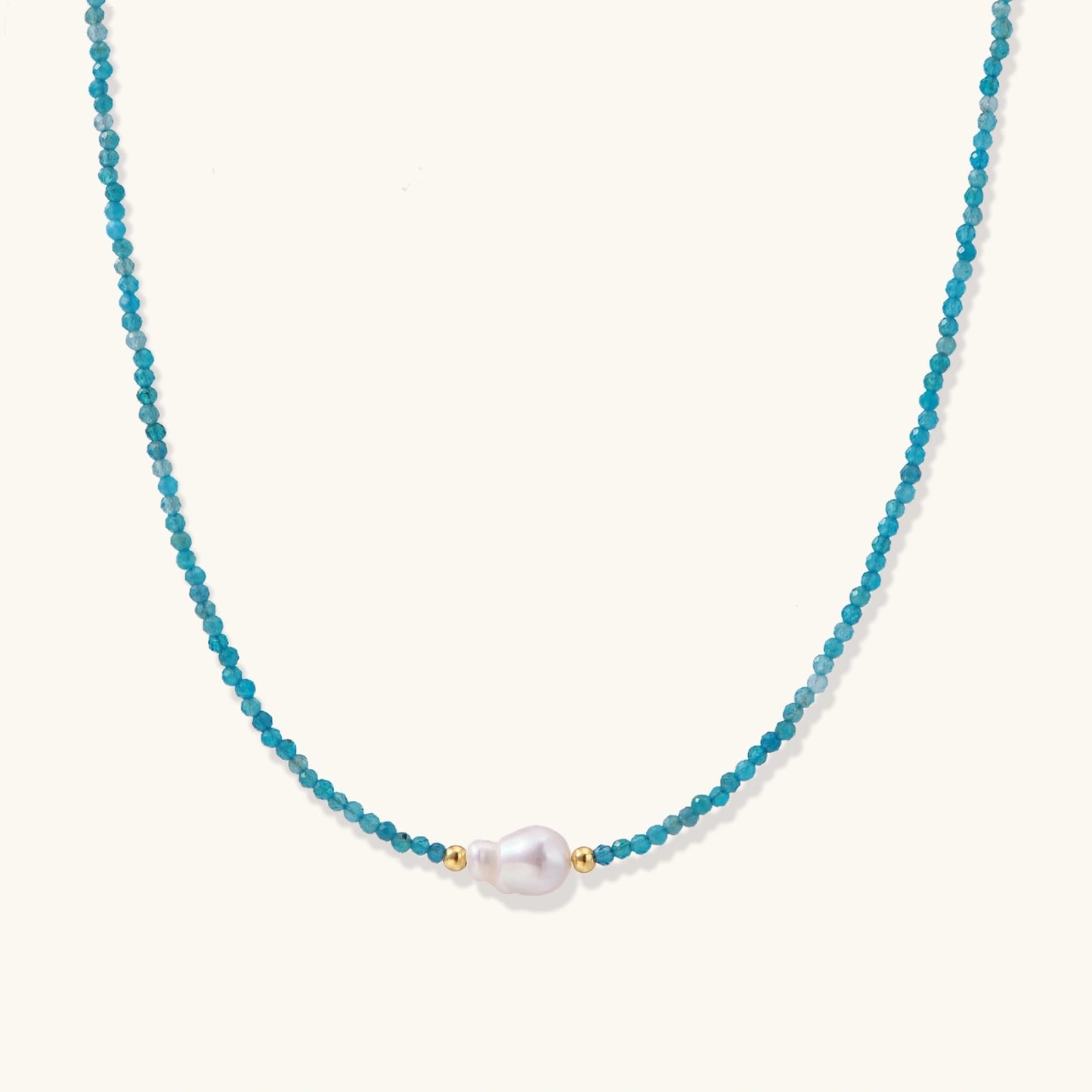 Apatite Dreams Kette – Türkisblaue Apatit-Perlen & Süßwasserperle, 18K Gold | Orolina
