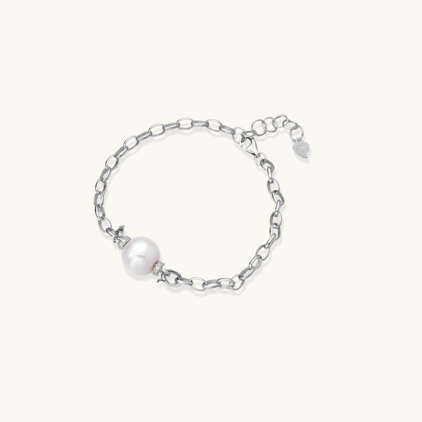 Luna Pearl Armband – einzelne Süßwasserperle mit Herz-Verschluss, 925 Silber | Orolina