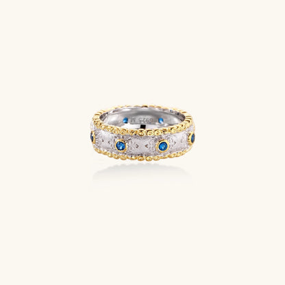 Azure Dreams Bandring Detailansicht – 24K Gold Vermeil & Sterlingsilber | Orolina