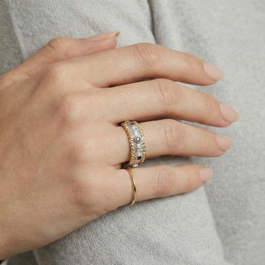Azure Dreams Bandring – 24K Gold Vermeil mit blauen Zirkoniasteinen | Orolina