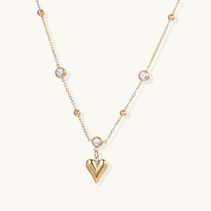 Crystal Heart Kette – Zarter Herzanhänger & Kristalle, 14K Gold | Orolina