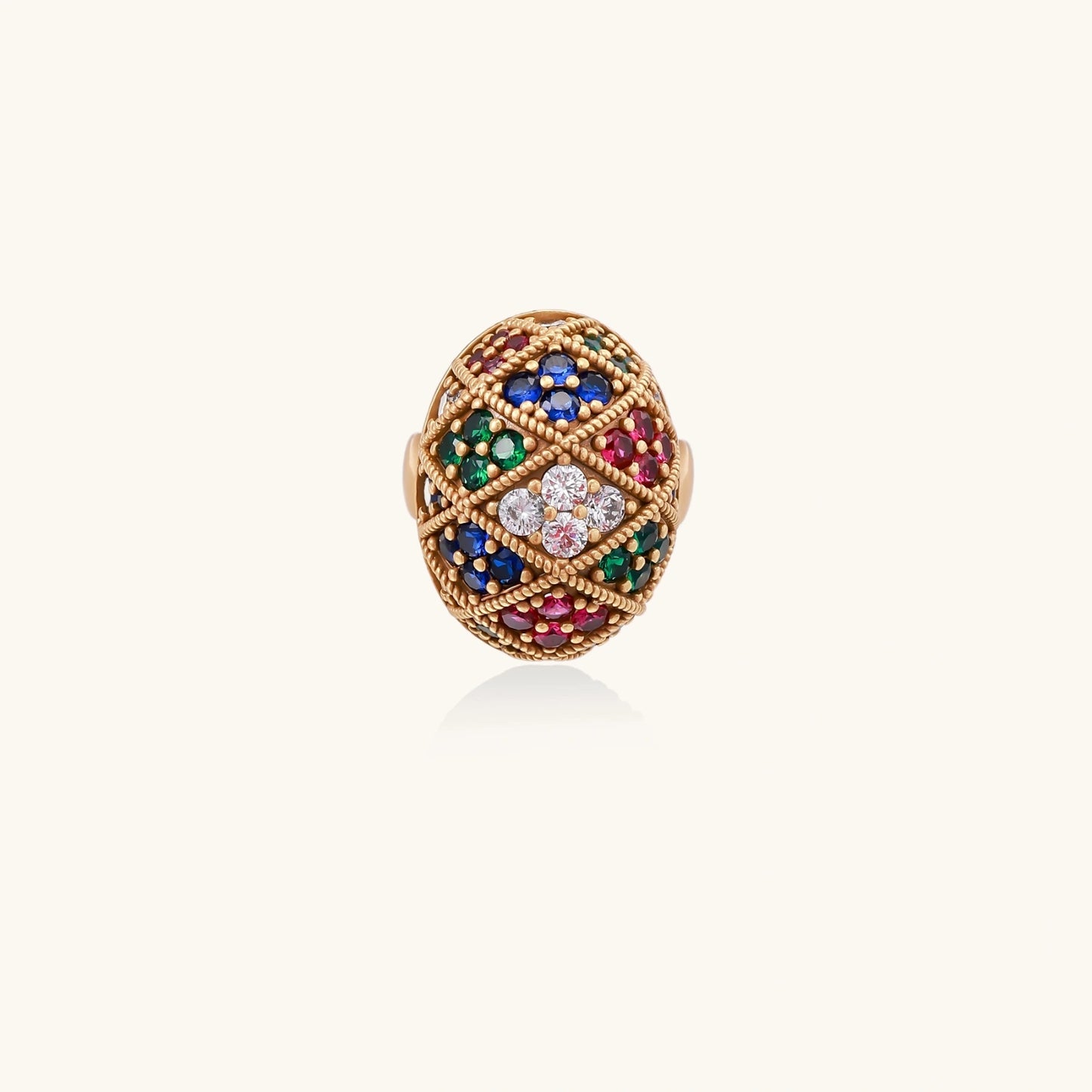 Byzantine Glow Statement-Ring Seitenansicht – verstellbar, 18K Gold | Orolina