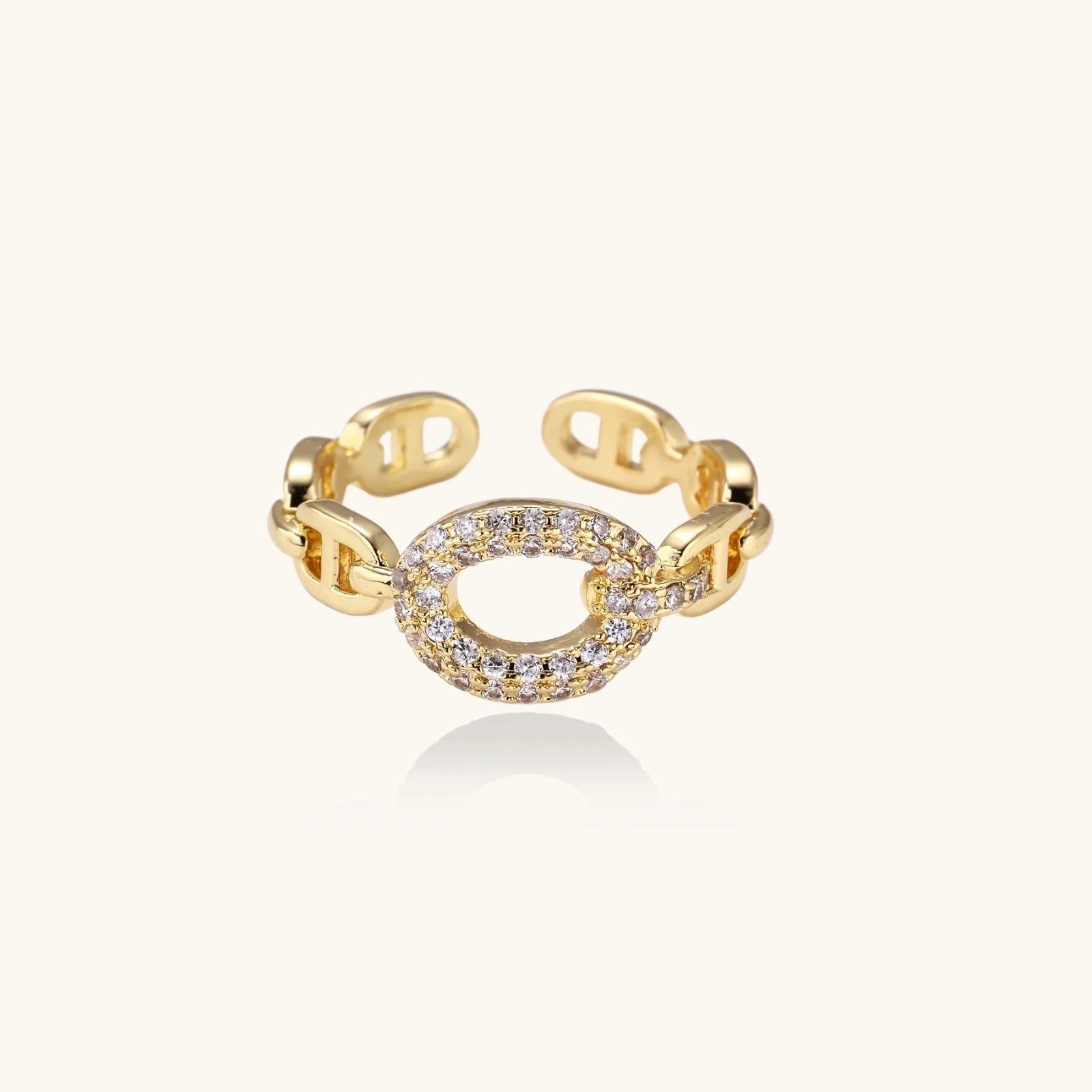 Golden Chain Statement Ring – Verstellbarer Eco-Messing Ring | Orolina